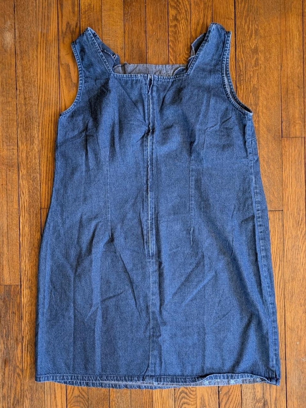 Vintage 90's Y2k Denim Floral Embroidered Dress - Picture 2 of 5
